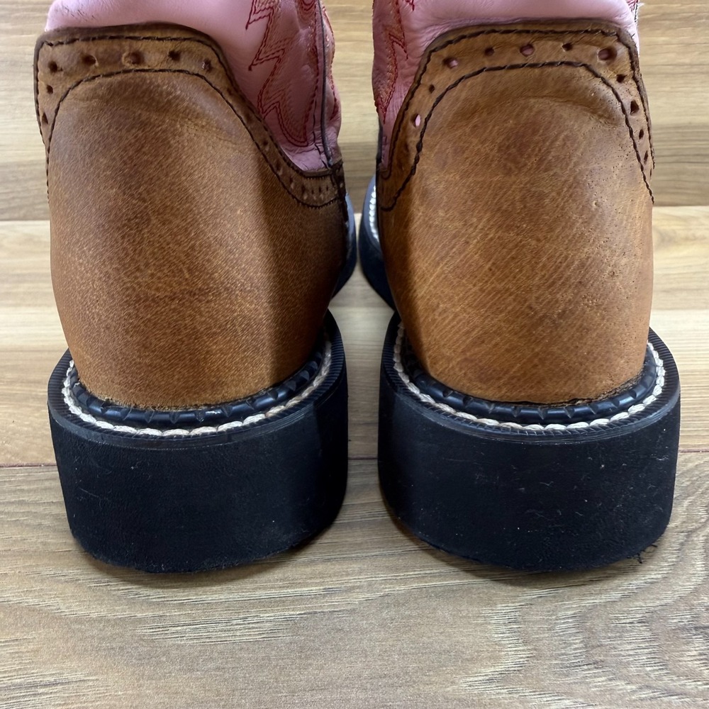 Justin‎ Gypsy Boots Womens 5 Brown Pink Leather Western Cowgirl Short - Picture 7 of 11